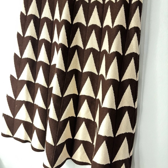 Knit Warm Geometric Print High Waist Pleated Skirt Winter Below Knee Sz Small - Picture 3 of 7